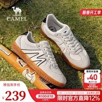 骆驼（CAMEL）平底德训鞋男春季新款经典复古T头轻便舒适运动休闲鞋子 G15S136014 白/黑 男 40