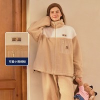 Teenie Weenie小熊羊羔绒睡衣女款2025新款秋冬加绒加厚情侣家居服 浅卡其 【雪国山峦小熊-女】 S