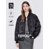 初语90鸭绒立领羽绒服女2024秋冬新款城市轻户外防风保暖棒球外套 黑色 L