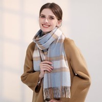 达芬奇密码羊毛围巾女士春秋款英伦格子围脖保暖披肩女生礼物 24# 180*30cm