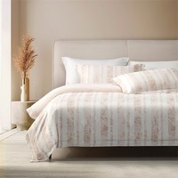 水星家纺床上四件套 60支长绒棉纯棉面料 轻奢法式全棉套件 被套床单枕套 花开|咖(60支长绒棉+礼盒装) 1.8米床 床单款 （被套220*240cm）