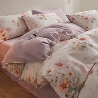 AIDLI床上四件套A类全棉双层纱纯棉新疆棉被套床单被罩双人套件 优雅恋人 1.5/1.8m床 床单款 被套200*230cm