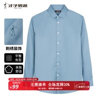 才子（TRIES）【明星同款】男士商务休闲长袖衬衫易打理纯色百搭职场白衬衣 浅豆绿色 L 39(170/88A)