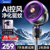 美的(Midea)电风扇空气循环扇暴风驱蚊落地扇家用大风力静音净化扇 紫色【驱蚊款】双重抗菌+智能语音+10米送风