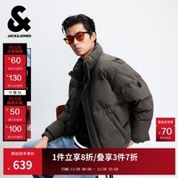 杰克·琼斯(JACK&JONES)男装秋季新款时尚简约保暖舒适纯色宽松立领羽绒服外套 E04橄榄黑 3XL (195)