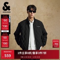 杰克·琼斯(JACK&JONES)男装25年秋冬季轻薄羽绒服男士休闲宽松短款立领鸭绒夹克外套 E40黑色 M (175)