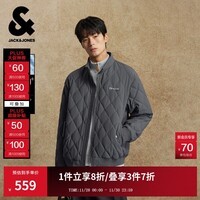 杰克·琼斯（JACK&JONES）男装25年秋冬季轻薄羽绒服男士休闲宽松短款立领鸭绒夹克外套 E39黑珍珠灰 M （175）