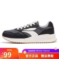 361°男鞋运动鞋2025秋季网面休闲鞋轻便慢跑鞋男复古百搭鞋子 曜石黑/烟灰 41