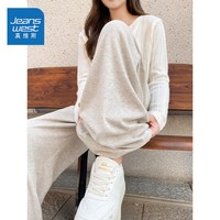 真维斯（Jeanswest）休闲糯米裤子女春秋新款直筒裤亲肤百搭小个子户外通勤风长裤1GX 燕麦#纯色 XL