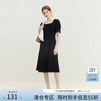 范思蓝恩23FS12615法式复古绑带蝴蝶结连衣裙女夏显瘦设计感裙子 黑色 XS