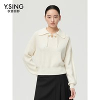衣香丽影【东方美学】100%羊毛国风针织衫女2025秋装盘扣翻领上衣 白色 XS
