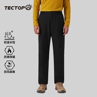 探拓（TECTOP）户外冲锋裤情侣软壳裤男内里加绒保暖休闲裤长裤弹力宽松登山裤子 男款黑色 XL