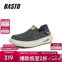 百思图26春布鞋懒人一脚蹬休闲男鞋90231AM6 深蓝色 40