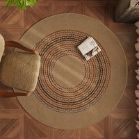 新款民族风感圆形地毯客厅沙发茶几地垫书房转椅垫防滑床边毯高级 暖芒旋纹-圆形 60*60cm（比利时绒面料）