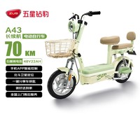 五星钻豹电动自行车A43新国标长续航电动车48V22AH石墨烯铅酸智能日常通勤代步可上牌源彩浅绿/纳沙绿