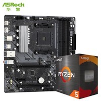 华擎 (ASRock) B550M Phantom Gaming 4主板+AMD 锐龙5 5500 处理器 台式机 CPU 主机CPU 主板CPU套装