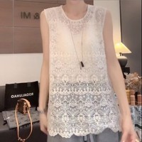 【爆款推荐】春季新款显瘦欧若风百搭圆领蕾丝打底背心 杏色 XL 建议（110-125斤）