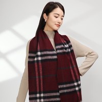 达芬奇密码羊毛围巾女士春秋款英伦格子围脖保暖披肩女生礼物 红格 180*30cm