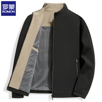 罗蒙（ROMON）立领夹克男2025春秋季新款商务休闲中年男士茄克衫外套上衣 黑色 XL (建议体重135-150斤）