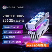 OC LAB台式机内存条 256G(64G×4)套装 DDR5 6000频率 Origin Code炫光 RGB灯条(C30) 银 带独立风扇