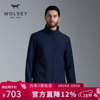 WOLSEY尼维斯户外软壳衣男士防风加绒立领外套可做冲锋衣内胆使用  海军蓝 L 175