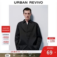 UR2026春季新款男装高智通勤风纹理感长袖开襟衬衫UUY250009 黑色 XL