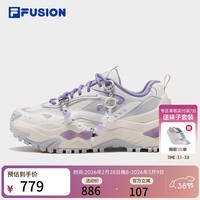 FILA FUSION斐乐硬糖丨老爹鞋春夏新款网面透气女鞋厚底增高鞋子 雪白/晚霞紫-SC 36.5