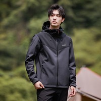 拓路者（Pioneer Camp）户外运动登山服男夹克外套软壳衣加绒防风耐磨防雨水冬季春秋款 深灰色-防水膜 XXXL