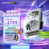 技嘉（GIGABYTE）5060 8G显卡冰猎鹰 GeForce RTX 5060 Eagle OC ICE SFF DLSS4游戏设计OpenClaw龙虾本地部署显卡
