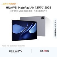 HUAWEI MatePad Air 12英寸 2025 华为平板电脑 鸿蒙AI 2.8K高刷超清全面屏 WIFI 12GB+512GB 烟云灰