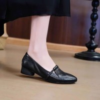 棉忆薇女鞋浅口尖头平底单鞋褶皱设计小皮鞋妈妈鞋 银灰色 38 (240mm)