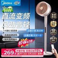 美的(Midea)【变频轻音】空气循环扇家用语音遥控电风扇 一级能效轻音落地扇 卧室桌面大风力小风扇 GDJ24SHG