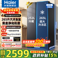 海尔(Haier)517升对开门大冷冻黑金净化抗菌风冷无霜一级能效双变频家用大容量冰箱 BCD-517WLHSSEDSD 517升星蕴银+大冷冻+黑金净化
