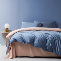 AIDLI 床上四件套60支全棉贡缎新疆长绒棉100%纯棉被套床单酒店三件套 静溢蓝+朝曦金 1.5/1.8m床 床单款 （被套200*230cm）