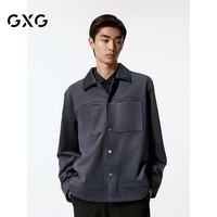 GXG男装绒面质感时尚夹克男外套24秋季新品 灰色 M 