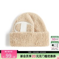 Champion冠军针织帽 女毛线帽男 情侣毛绒冬季新款时尚保暖显脸小 卡其色 均码