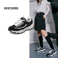 斯凯奇（Skechers）奥利奥熊猫鞋丨老爹鞋女经典黑白复古春夏轻便潮流增高运动休闲鞋 【女款】黑色/白色-BKW 35