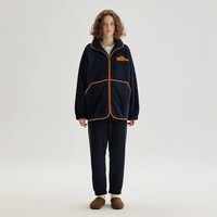 Teenie Weenie小熊睡衣女款秋冬季长袖立领新款加绒加厚保暖家居服 藏蓝 S