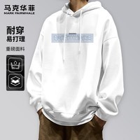 马克华菲(MARK FAIRWHALE)2025新款连帽卫衣男简约百搭宽松显瘦遮肉舒适上班上学潮流款外套 【重磅棉】-白#PMK波纹马克 M