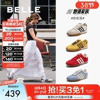 百丽(Belle)张凌赫/鞠婧祎同款彩虹豆德训鞋女新商场款休闲鞋D5R1DAM6B 蓝色/棕 34 (220mm)