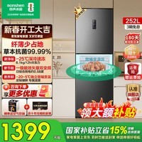 容声252L小冰箱一级能效双变频三门多门小型风冷无霜宿舍出租房家用冰箱小型BCD-252WD18NP国家补贴 BCD-252WD18NP一级能效双变频