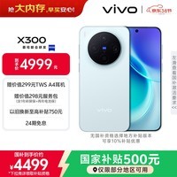 vivo X300 12GB+512GB 自在蓝 蔡司2亿超级主摄 蔡司APO超级长焦 5年持久流畅OriginOS 6 拍照 AI手机