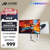 未来视野(RICH VISION)27英寸2K240Hz Fast IPS电竞显示器Type-C 90w升降旋转 低蓝光游戏办公设计屏幕RS100pro
