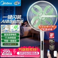 美的(Midea)幸运草安睡风扇家用电风扇直流变频落地扇 WiFi智控循环风扇1级能效遥控转页扇 语音智控 一键闪装·SDJ30JL