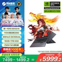 机械革命【国家补贴20%】蛟龙16Pro 2025 16英寸游戏电竞笔记本电脑(R9-8945HX 16G 1T RTX5060 300HZ 灰)