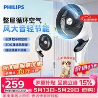 飞利浦交流电机风扇空气循环扇3D摇头电风扇落地扇家用落地电扇柔风静音净化风扇 ACR2441CFD