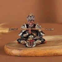 米良品国潮黑神话悟空手办摆件创意客厅茶桌装饰茶宠摆件礼品桌面装饰品 黑悟空【摆件+佛珠】