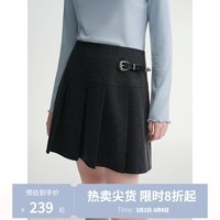 独束大码女装【冬日扉页】长短款百褶裙2025秋冬高腰A字半身裙子 深花灰-短款 2XL （尺码：4）