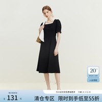 范思蓝恩23FS12615法式复古绑带蝴蝶结连衣裙女夏显瘦设计感裙子 黑色 XS