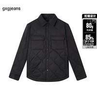 gxgjeans男装 2024年冬季轻暖黑色短款翻领羽绒服 黑色-1 XL (180)